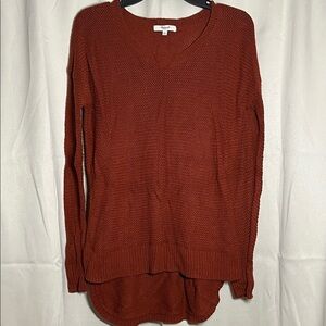 NWOT Madewell Chronicle Texture Pullover Sweater Hi Lo Crewneck Burnt Orange XS